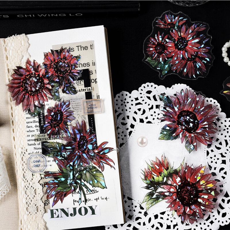 10 buah/pak ukuran besar stiker hewan peliharaan tanaman dan bunga kolase Diary DIY Scrapbook Dekorasi sampah jurnal perencana stiker alat tulis