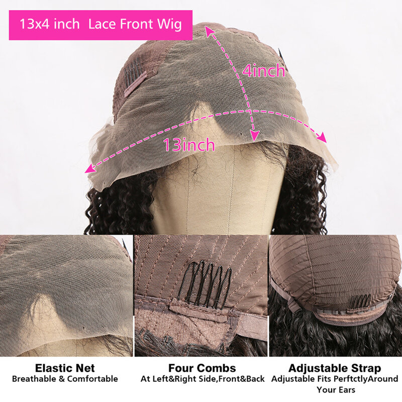 Peluca de cabello humano ondulado para mujer, postizo de 40 pulgadas con encaje Frontal, transparente, sin pegamento, 13x4, Hd