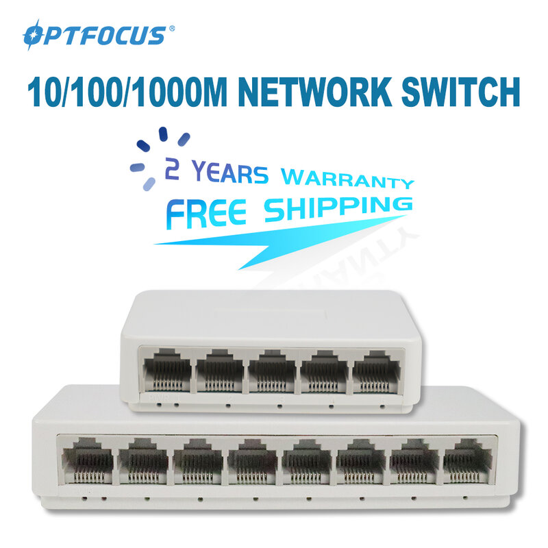 OPTFOCUS 5 8 port UTP RJ45 Gigabit Ethernet Switch 1000 Mbps jaringan Mini Switch VLAN Ethernet Splitter Lan Hub Switch