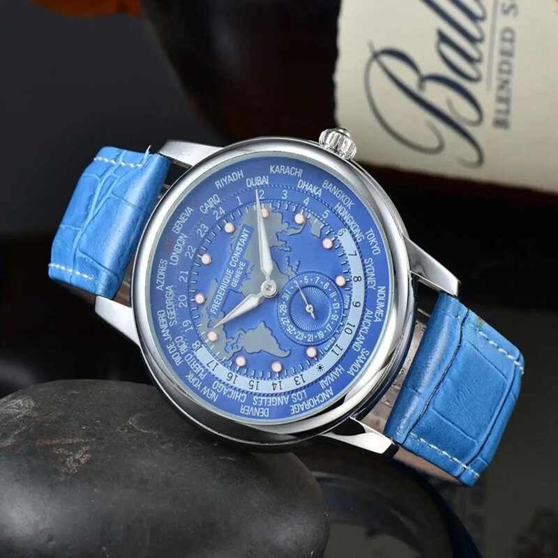 FREDERIQUE CONSTANT Jam Tangan Kuarsa Pria Mewah Modis Kasual Tanggal Otomatis Tali Kulit Premium Quartz watch