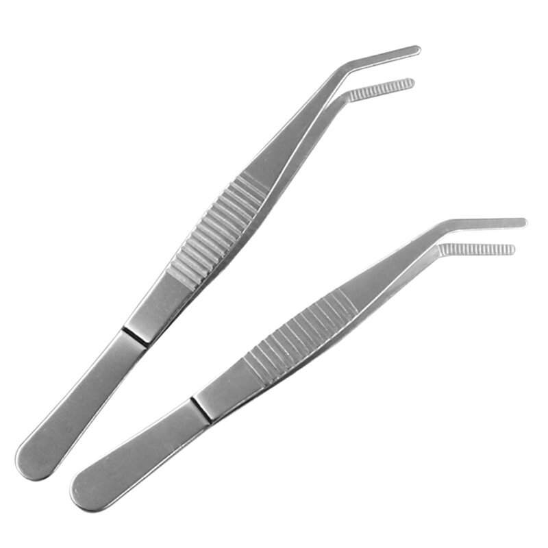 Stainless Steel Tweezers Serrated Curved  DIY  Thickening  125--180mm Straight Elbow with Teeth Gardening Clip