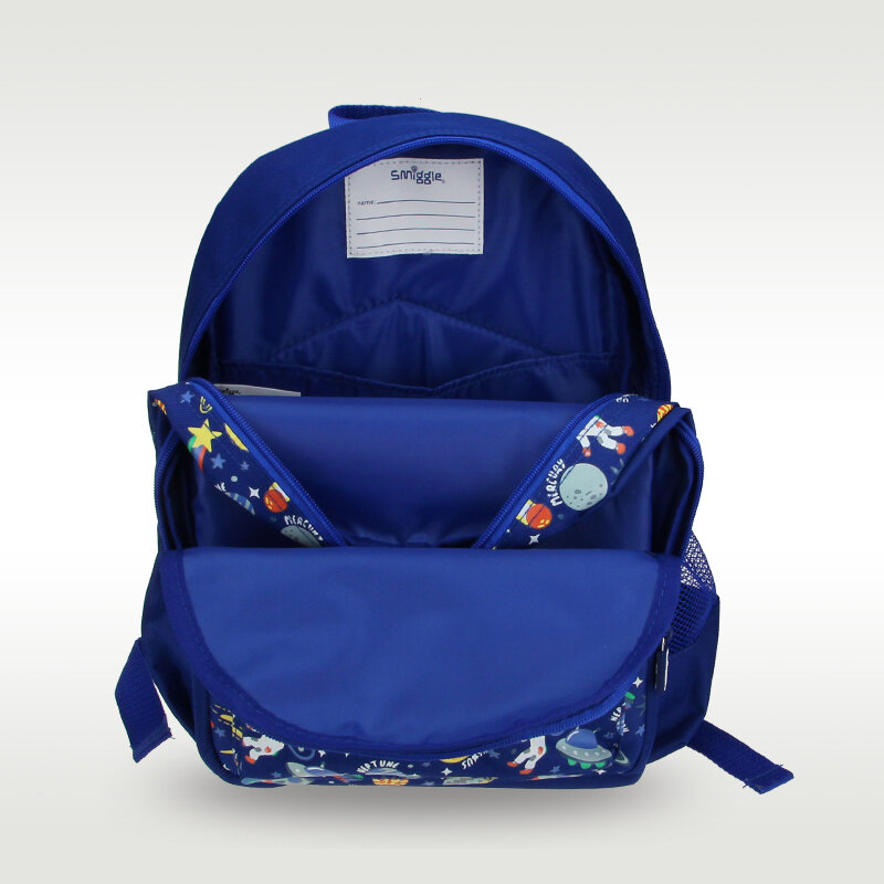 Австралийская оригинальная детская школьная сумка Smiggle, рюкзак на плечо с вставкой в виде синей планеты, сумки для мальчиков с визитницей, приблизительно 14 дюймов