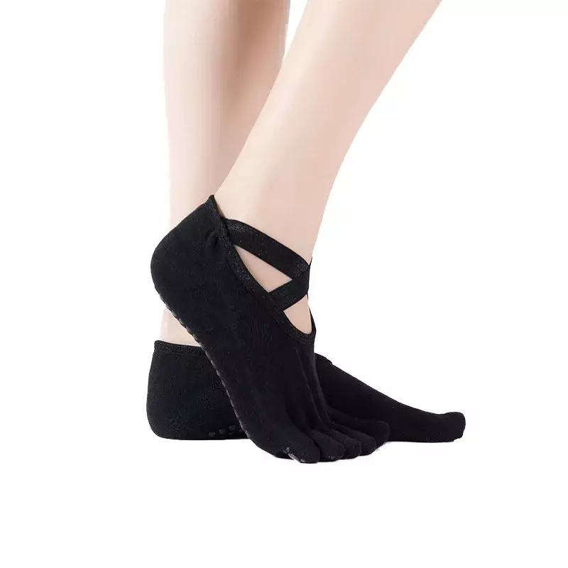 Calzini sportivi da Yoga pantofola a cinque dita antiscivolo per Lady Pilates calzini a compressione da ballo con tacco da balletto calzini a compressione per le donne