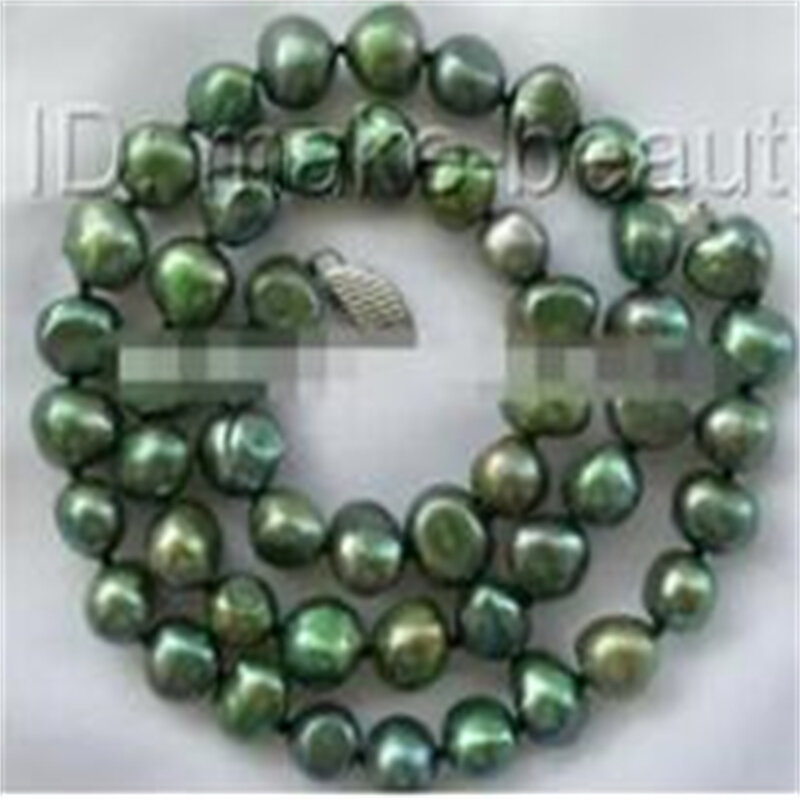 9mm barokowy vert d'eau douce de culture collier de perles
