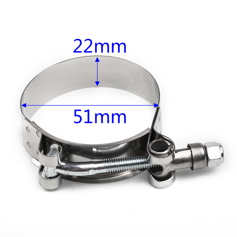 2In Band Exhaust Pipes Clamp Calipers Stainless Steel Fits 51mm Slip-on Type Motorcycle Muffler 593935 Car Air Intakes Parts