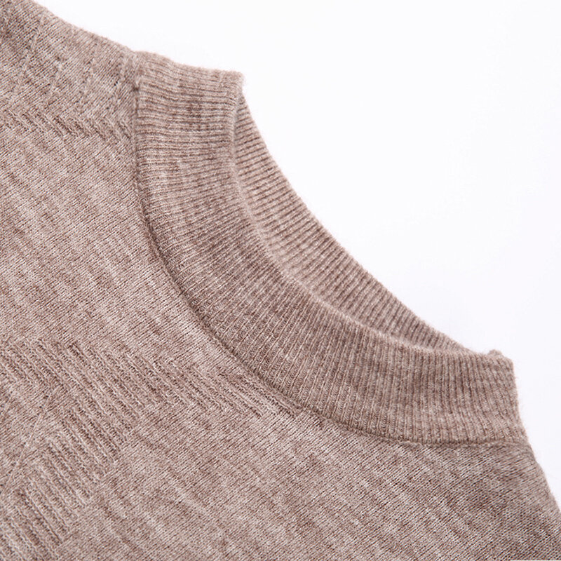 남성용 모조 울 풀오버, 2023 스웨터, 라운드 넥, 긴팔, 단색, 겨울
