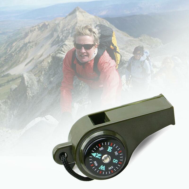 3in1  Survival Whistle Mutifunction Lightweight Whistle Thermometer Compass  For Camping Hiking And Outdoor Activities