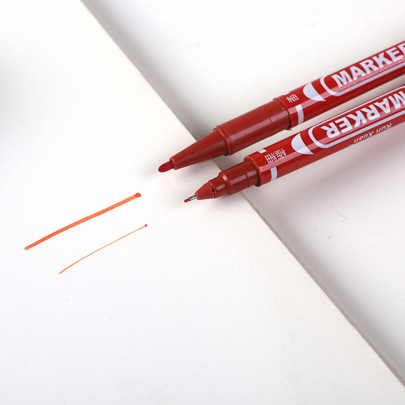 Marker Pen Double Headed Plastic Waterproof Lightweight Tough Permanent Markers Marking Pens Drawing Metal Slick