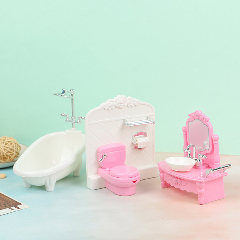 1/12 Poppenhuis Simulatie Badkuip Wastafel Toilet Bijpassend Model Kinderen Meisje Speelgoed Badkamer Decor Simulatie Wastafel Bad