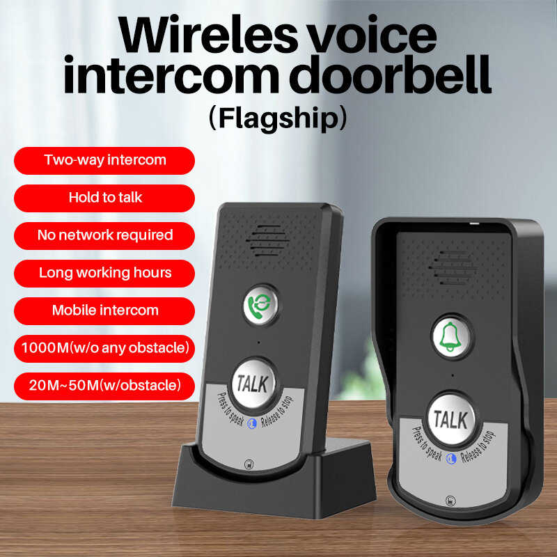 1000M Wireless Long Distance 2.4Ghz  Audio Door Phone Voice Sender&Reciever Intercom Doorbell