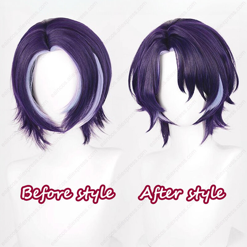 HSR dr коэффициент косплей парик 33 см фиолетовые смешанные цвета парики термостойкие синтетические волосы