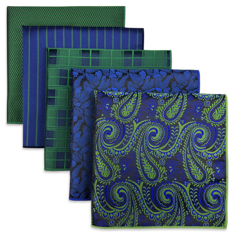 Pañuelo cuadrado de seda para hombre, conjunto de pañuelo clásico de bolsillo, surtido de colores, regalo, 5 piezas
