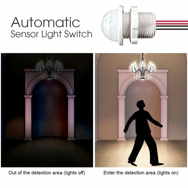 Joli LED intelligent à capteur infrarouge, interrupteur marche/arrêt automatique, détecteur de lumière, 110V, 220V, 110V