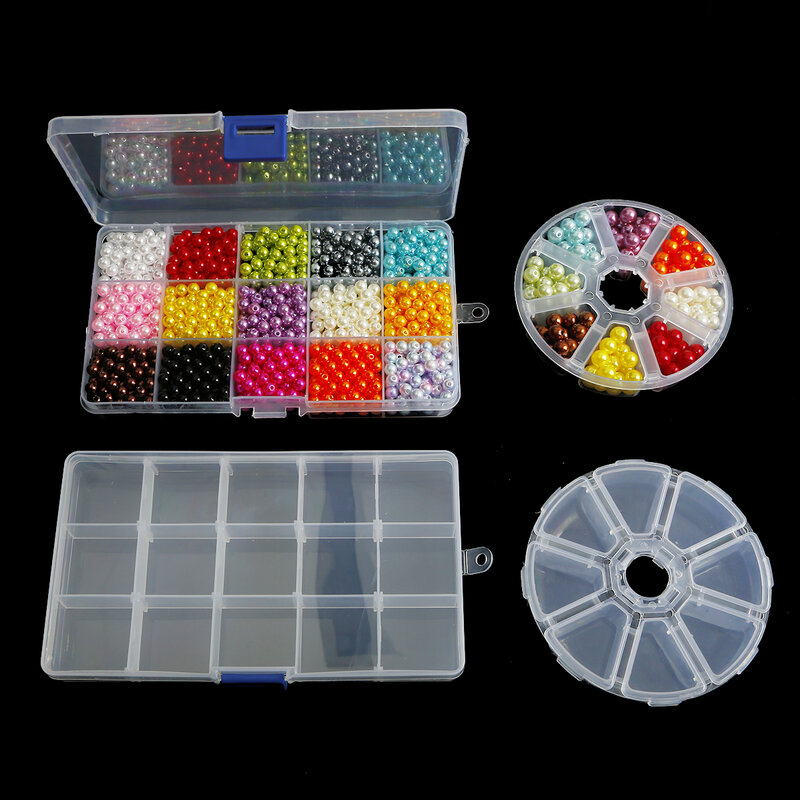 투명 플라스틱 쥬얼리 상자, 다목적 플라스틱 도구 상자, 다양한 크기 조절 가능 비즈 귀걸이, 쥬얼리 보관 사각형 또는 원형 상자