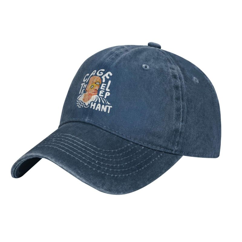 Cage The Rock Elephant Band Baseball Cap Vintage Washed Cowboy Hat Unisex Adjustable Hat Navy Blue