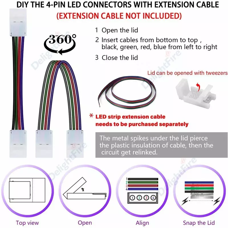 2/3/4-poliger LED-Streifen anschluss Löt freier Streifen Licht-Kupfer-Stecker für 5835 RGB WS2812b Streifen-zu-Draht-Klemmen