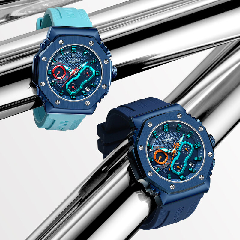 Новые водонепроницаемые кварцевые часы NAVIFORCE для мужчин и женщин, наручные часы для пары, роскошные брендовые часы с силиконовым ремешком, светящиеся часы для влюбленных