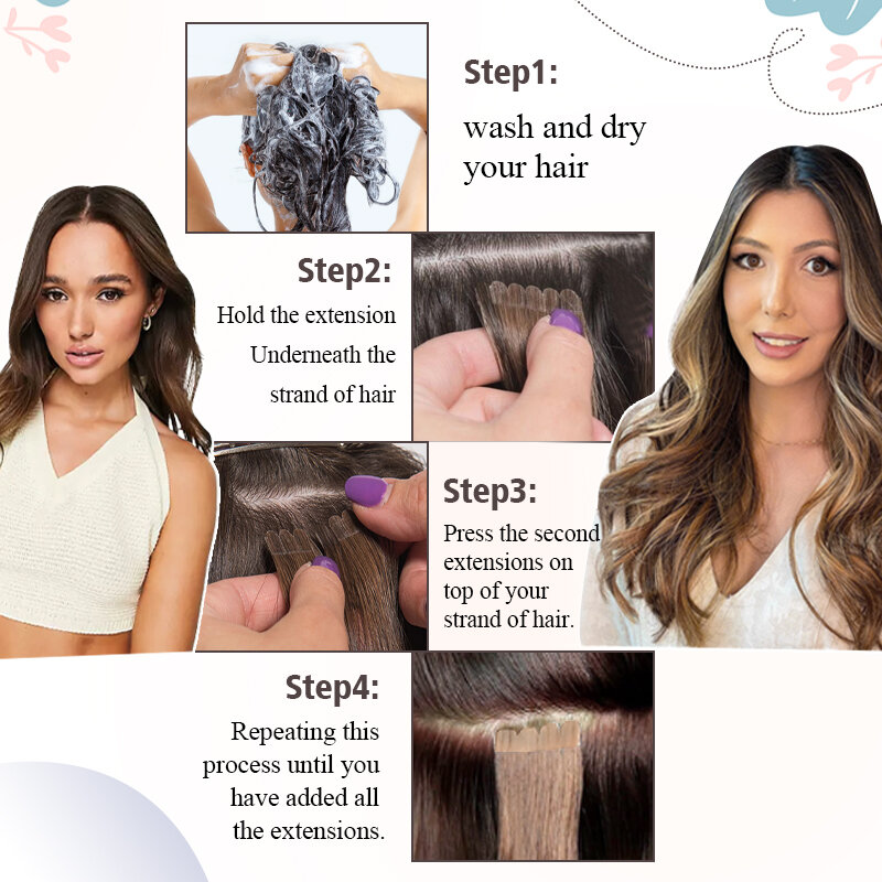 AW Mini лента для наращивания волос, человеческие волосы, настоящие натуральные неповрежденные волосы, балаяж, прямые Бесшовные волосы для женщин