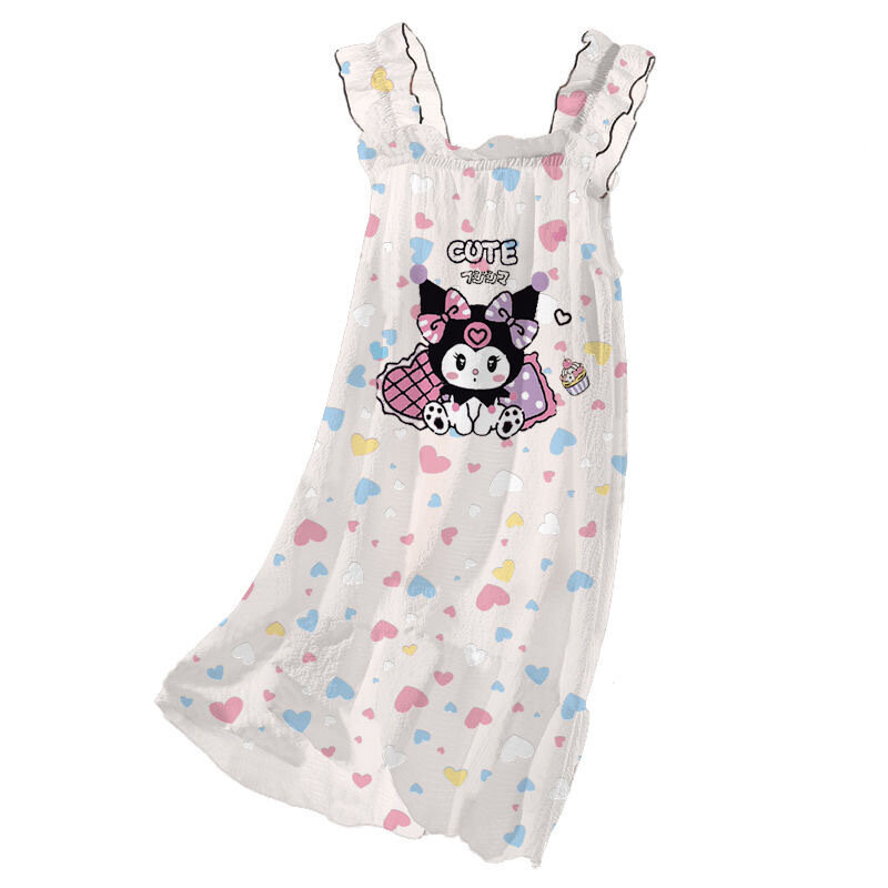 Летняя ночная рубашка для девочек из аниме Kuromis, тонкое семейное платье для мамы и дочери, большое детское платье-комбинация для девочек, детское платье для сна