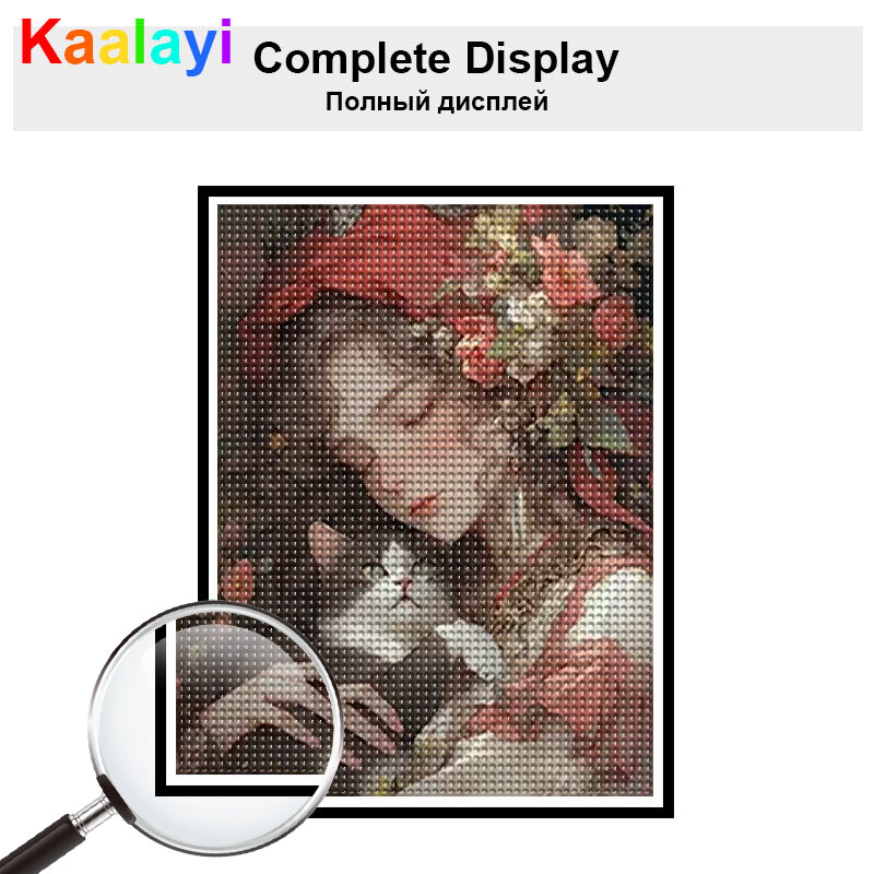 5D Diamond PaintingCute Cats And Pretty Girls Personality DIY Full Drill Mosaic Cross Embroidery Set 2024 New Decorative zy01146