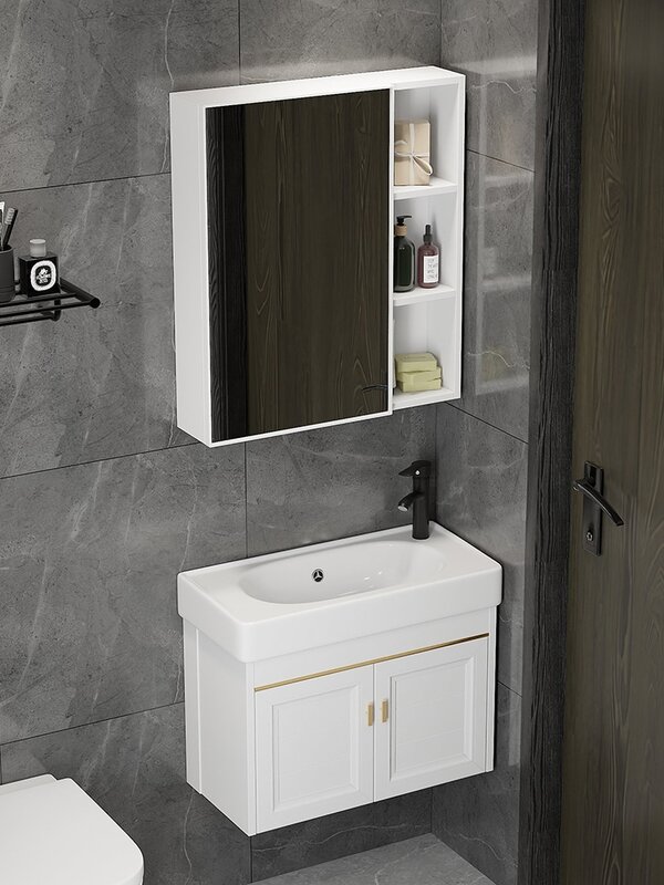 Extremely Narrow Wash Basin Cabinet Combination Small Apartment Mini Washbasin Pool Small Size Washstand Narrow Shape Bathroom