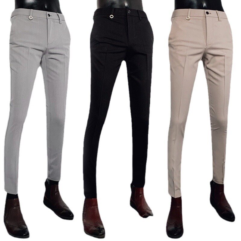 2024 letnie spodnie Slim dopasowana sukienka Streetwear męskie spodnie wysokiej jakości biurowe spodnie do kostek społeczne