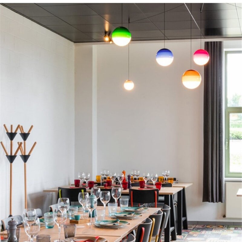 Criativo colorido vidro bola levou candelabro, arte moderna lâmpada pingente, luminária para restaurante, sala de estar, quarto, hotel, decoração de casa