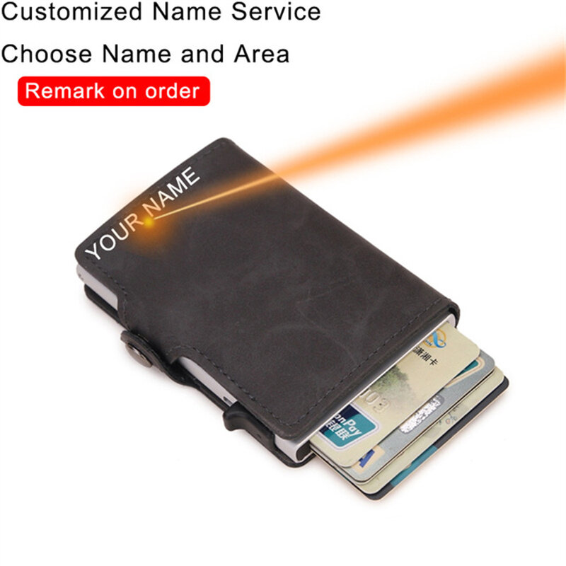 Portafoglio con incisione personalizzata porta carte di credito uomo donna portafoglio in pelle porta carte di credito ID RFID con fermasoldi portacarte portamonete