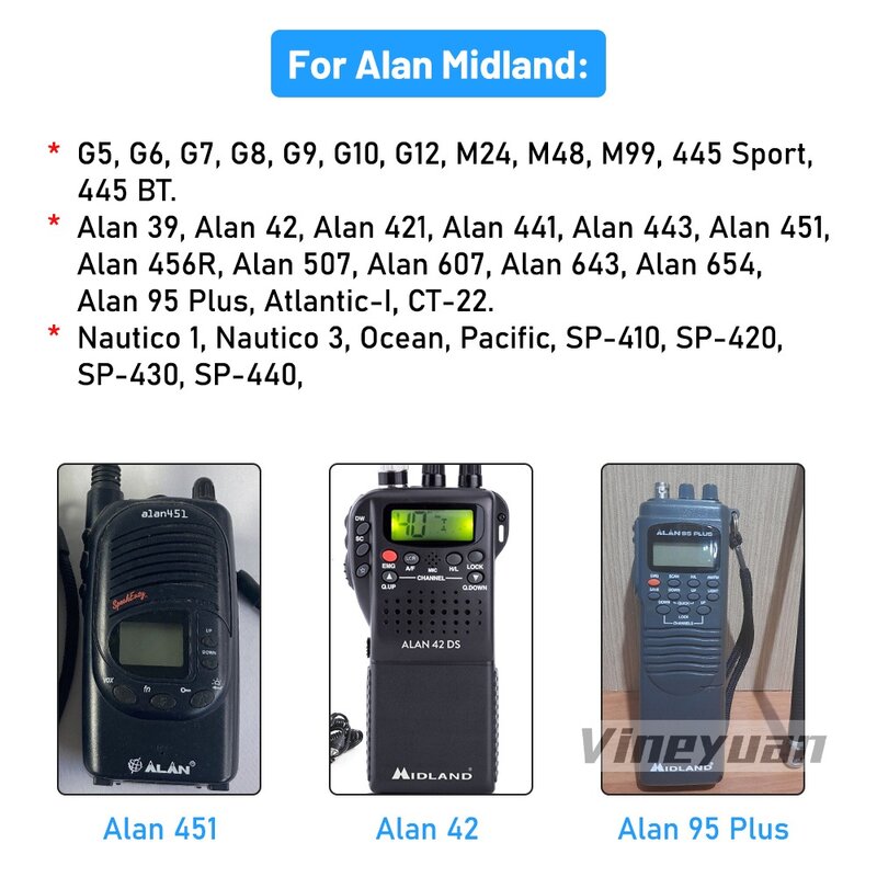 Fone de ouvido com gancho ptt 2 pinos, fone de ouvido microfone para midland g6/g7/g8/g9 gxt550 gxt650 lxt80 lxt110 lxt112, walkie talkie