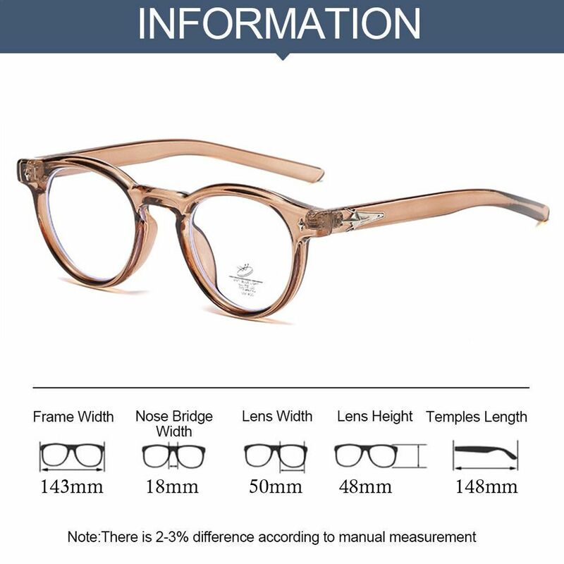 Round Frame Metal Frame Glasses Retro Ultra-light PC Myopia Glasses Frame Vision Care Eyeglasses Women Men