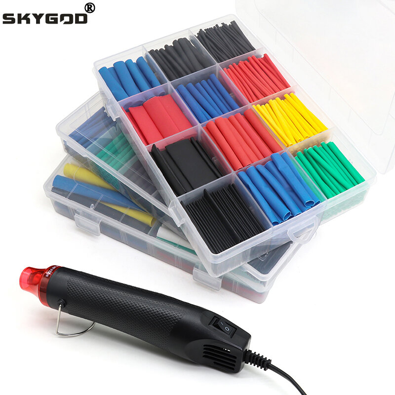 102-750pcs 2:1 Thermoresistant Tube Heat Shrink Wrapping Kit Assorted Wire Cable Insulation Sleeving 3:1 Heat Shrink Tube Set
