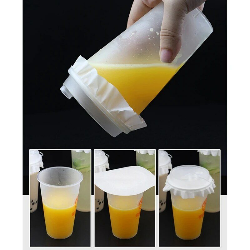 500PCS Cup Sealing Paper Film Coffee Tea Milk Drink Packaging Leakproof Paper Disposable Coffee Spill Proof Paper