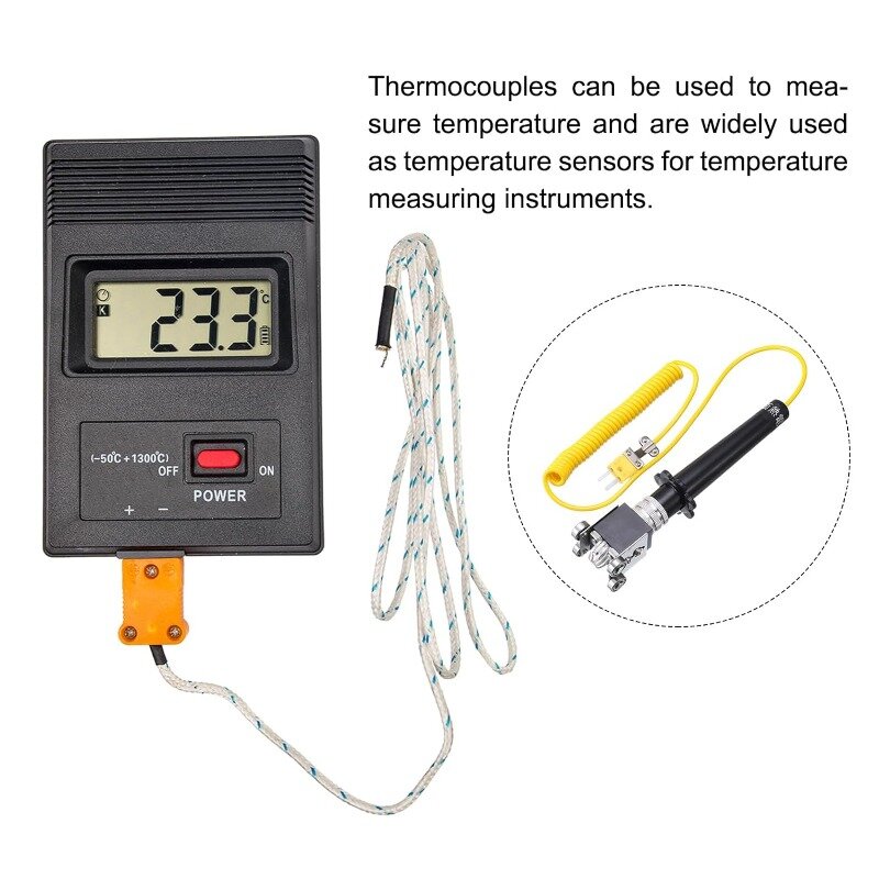 Termopar de superficie de rodillo tipo K, Sensor de temperatura de contacto de mano para superficies móviles o giratorias,-50 °C ~ 500 °C