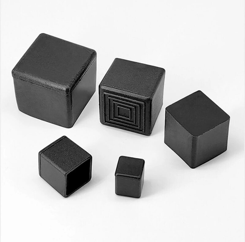 Black Square PVC Soft Rubber Table Chair Leg Tips Caps Non-slip Floor Rubber Feet Pads Floor Protector Furniture Accessories