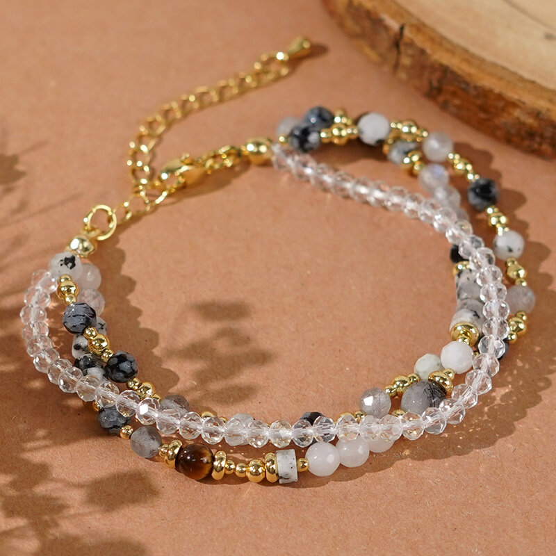 Reis Perlen Armband Edelstein Kristall Originalität mehr schicht ige Hands trick Böhmen verstellbare Mode einfache Perlen Armband