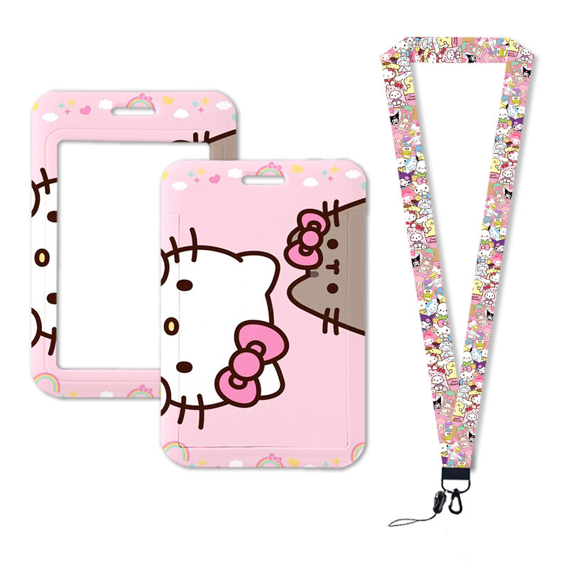 W Hello Kitty Kuromi банковские карты шейный ремешок Ремешки ID бейдж держатель для детского сада девочек брелоки Детские аксессуары Подарки