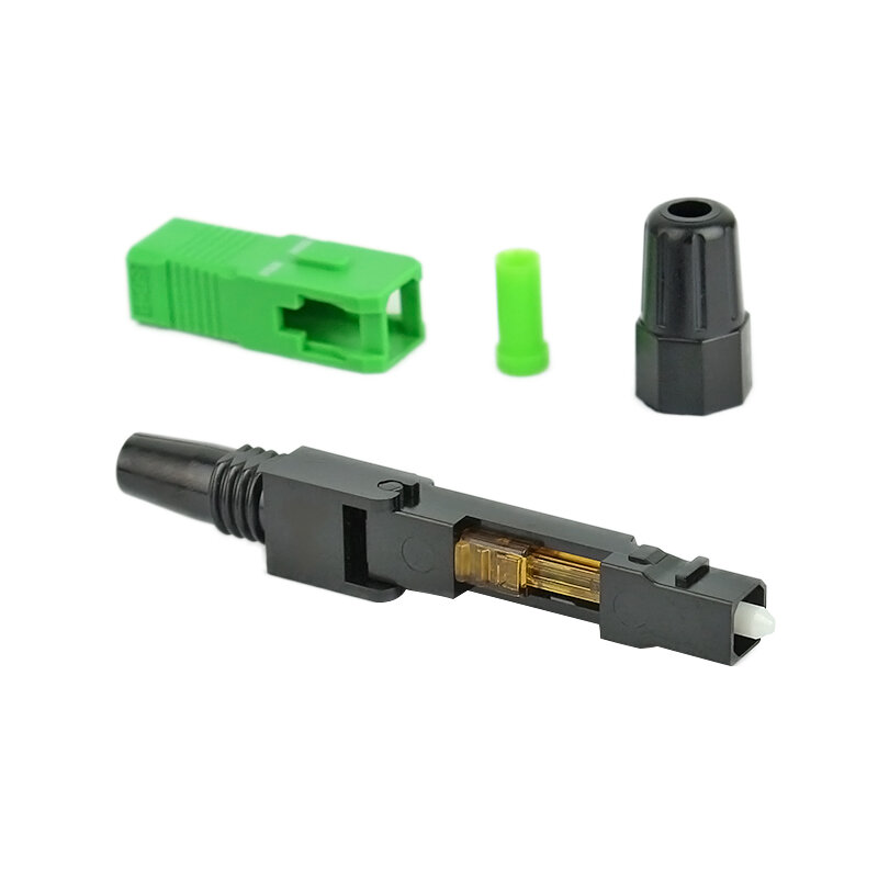 Embedded SC APC Fiber Optic Fast Connector FTTH single mode fiber optic SC quick connector green adapter Field Assembly