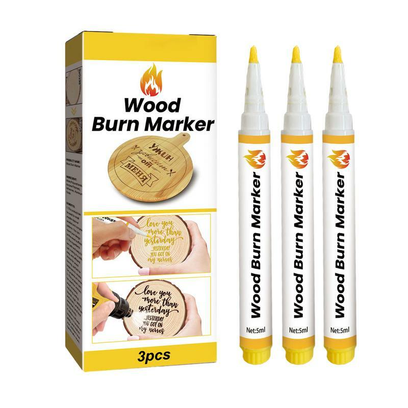 Pena Scorch 3 buah 5ml pena pembakar kayu DIY alat kerajinan cepat kreatif spidol kayu untuk seniman pemula kerajinan