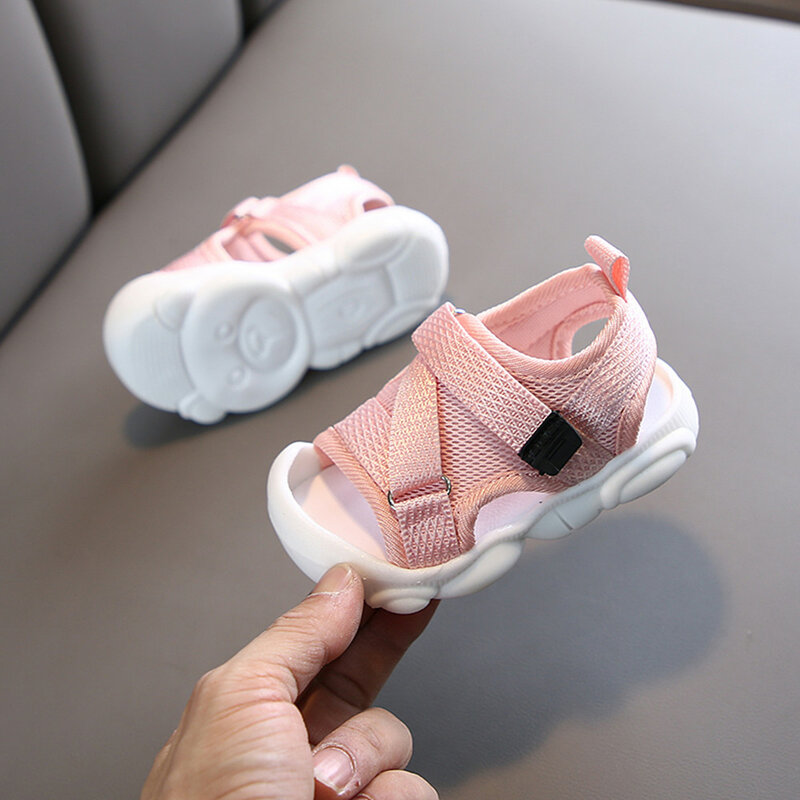 Летние сандалии для малышей, обувь для маленьких девочек, дышащие тканевые кроссовки для мальчиков, детские спортивные сандалии для маленьких девочек SYJ035