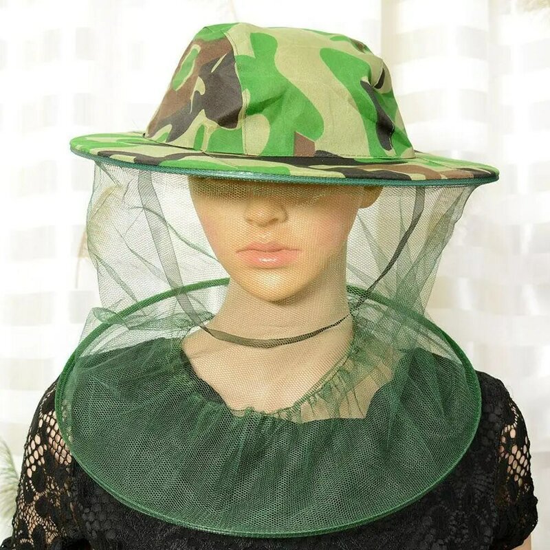 Sombrero protector de abeja para mantenimiento de abejas, sombrero de cabeza de capa de abeja Anti velo, Combo de insectos de apicultura, máscara de malla de camuflaje, Top S7B6