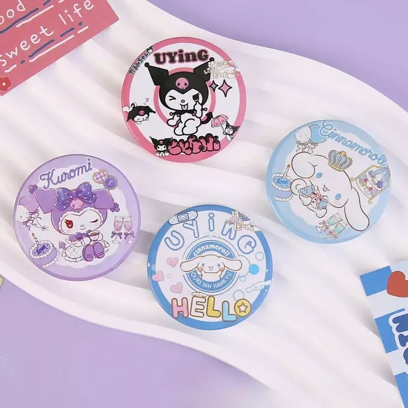 Sanrio Kuromi Cartoon Broches, Figuras de Ação Anime, Cinnamoroll My Melody, Alfinetes de lapela, Mochila, Decoração de roupas, Presentes infantis