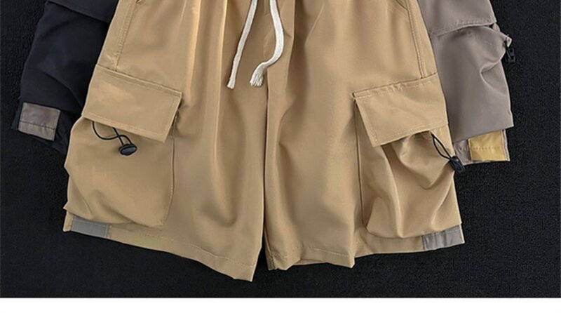 Pantaloncini da lavoro Casual tinta unita da uomo estivi pantaloncini Multi tasca lupo Cargo pantaloni corti abbigliamento uomo 2024 E169