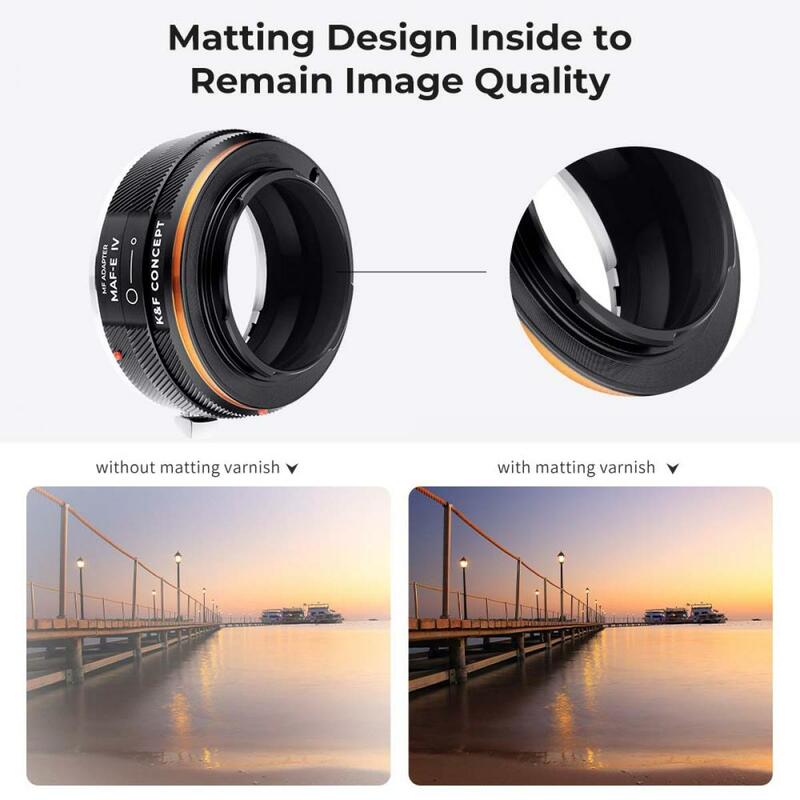 K&F Concept MAF-E IV PRO Sony Alpha A and Minolta AF Lens Mount to Sony E Camera Body Adapter Ring with Matte Lacquer