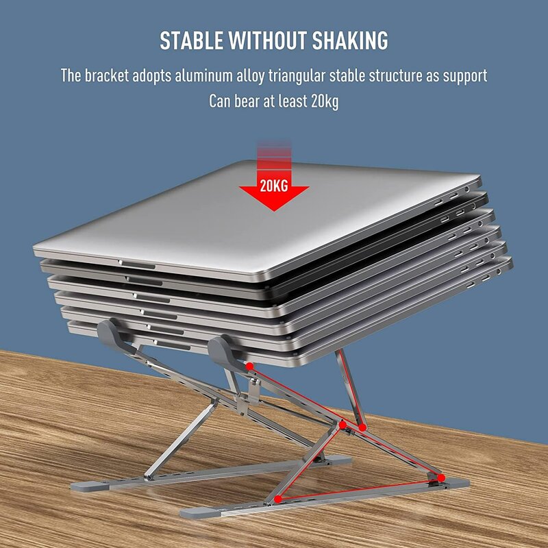 PjioAo Laptop Stand Dubbellaags Multi Hoek Verstelbaar Aluminiumlegering Materiaal Geschikt Voor 13-15,6 Inch Notebook