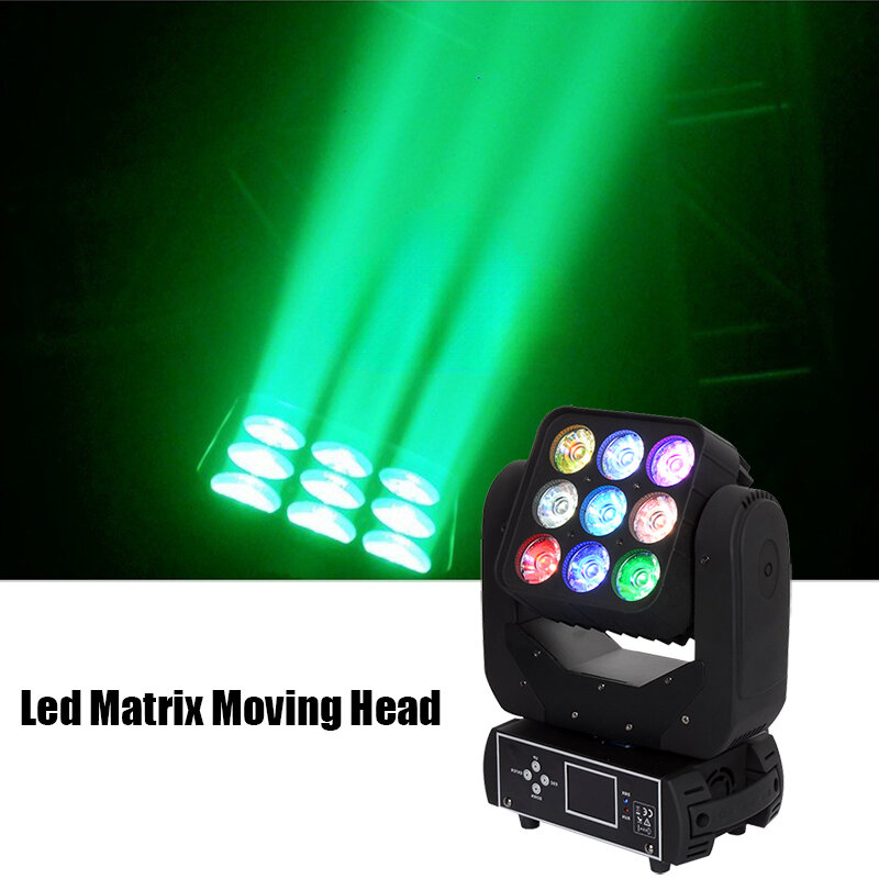Mini Led Matrix Moving Head 9Pcs 10W Rgbw 4 IN1 Led Beam Wash Moving Head Light Fog Machine stage Disco Party Ktv Bruiloft