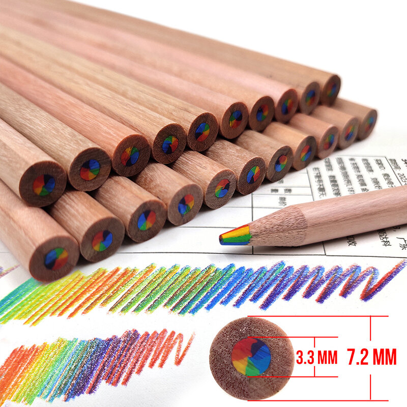Lápis De Madeira Multicolorido, 7 Cores, Arco-íris Gradiente, Arte, Desenhar, Colorir, Desenhar, 1Pc