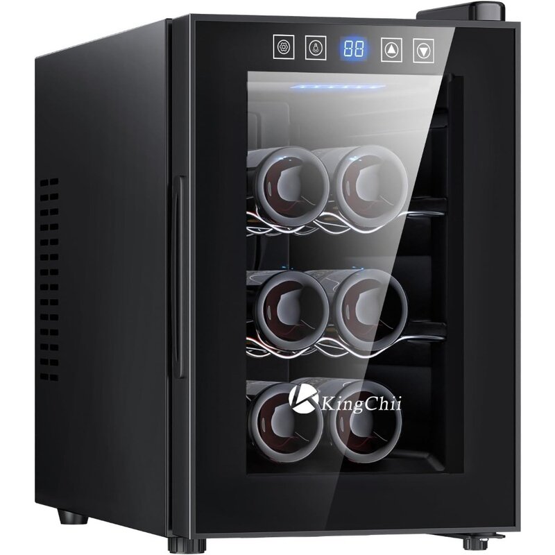Garrafa termoelétrica Wine Cooler, Wine Refrigerator, Tecnologia de refrigeração avançada, Aço inoxidável e vidro temperado, Vinho tinto