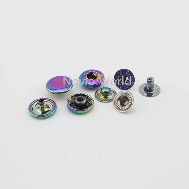Juego de botones a presión de cobre para mochilas y ropa, set de 20-100 unidades de 12mm, 10 colores, con hebilla decorativa de Metal