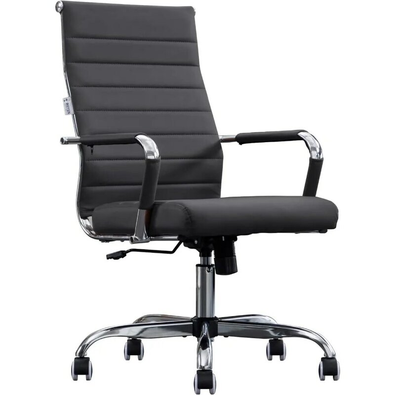 Office Chair Ribbed, Modern Leather Conference Room  Ergonomic Office Desk Chair, High Back Executive Computer Office Chair