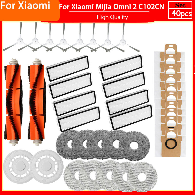 For Xiaomi Mijia Omni 2 C102CN, B101CN, B116CN, X10+ Accessories Main Side Brush Hepa Filter Mop Pad Dust Bag Replacement  Parts